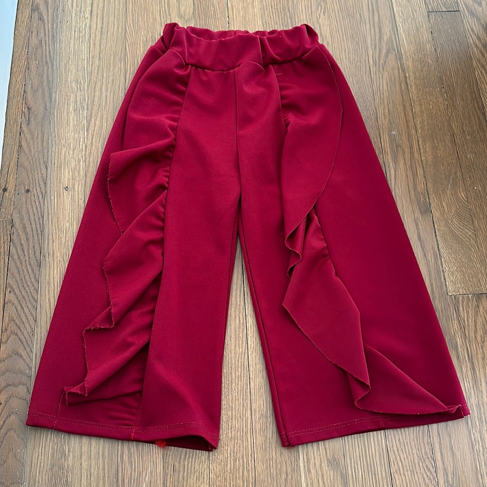 Girls wide leg red pants